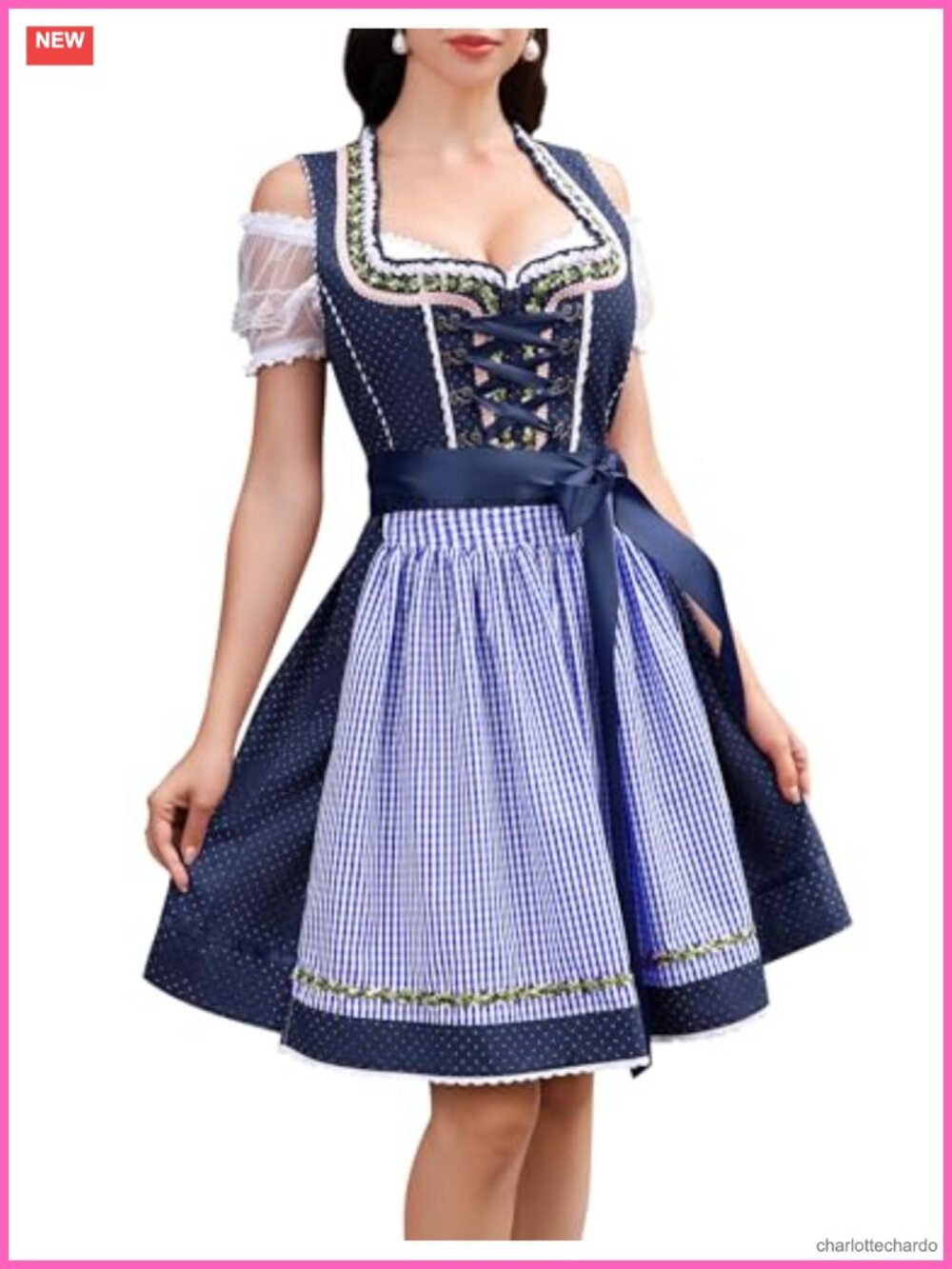 Women's Oktoberfest Costume Dirndl Dress 3Piece Bavarian Set